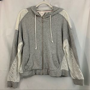 Two by Vince Camuto Lace Sleeve Zip Hoodie Size XL